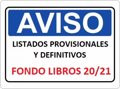 LISTADO PROVISIONAL  – FONDO LIBROS DE TEXTO y MATERIAL ESCOLAR (CURSO 20-21)